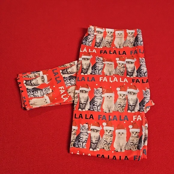 Kittens wearing Santa hats Fa la la Holiday Christmas leggings  M/L Capelli - Picture 6 of 7